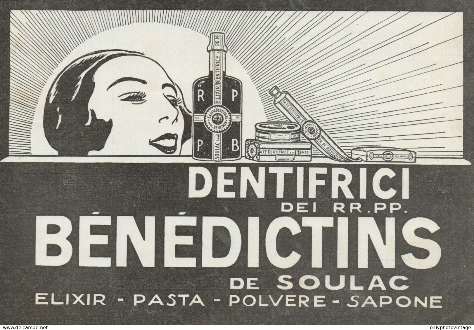 Dentifrici BENEDICTINS De Soulac - Pubblicità D'epoca - 1924 Old Advert - Werbung