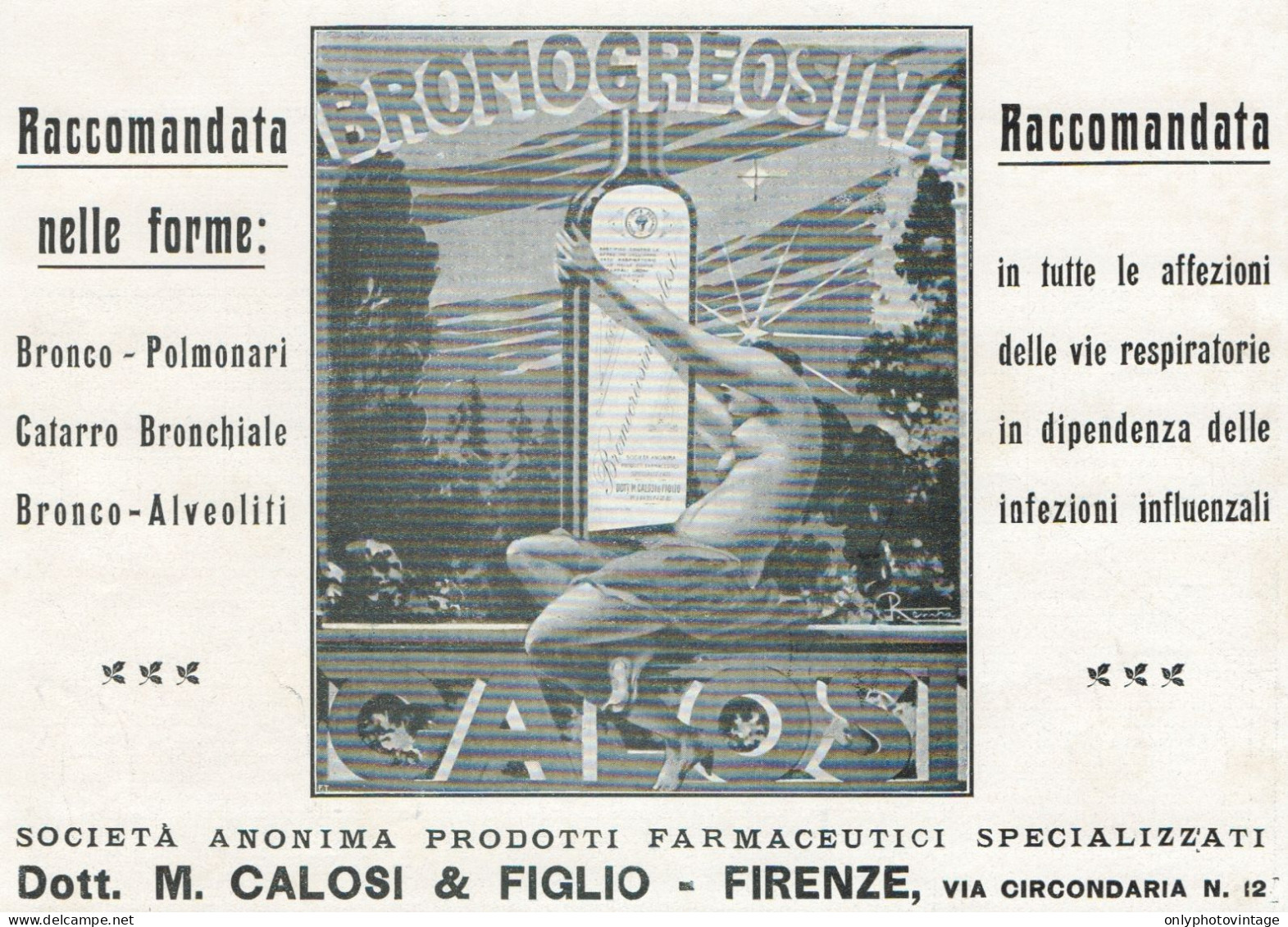 Bromogreosina CALOSI - Pubblicità D'epoca - 1924 Old Advertising - Publicités