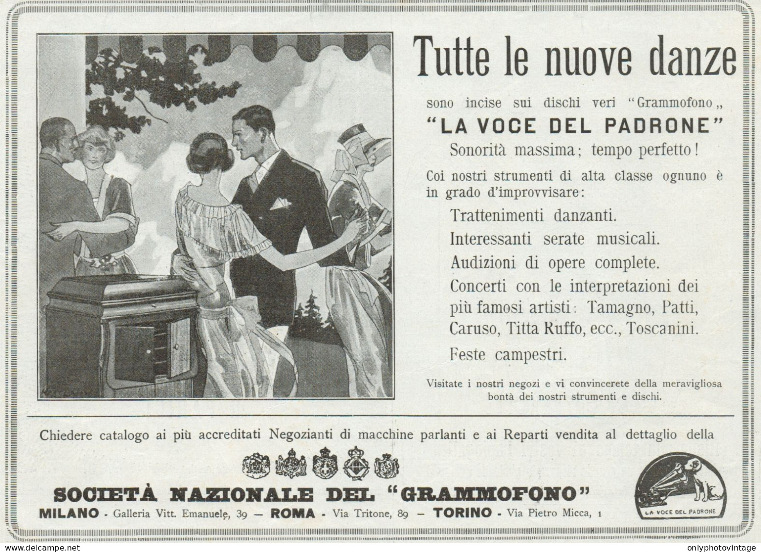 La Voce Del Padrone - Tutte Le Nuove Danze - Pubblicità D'epoca - 1924 Ad - Publicités