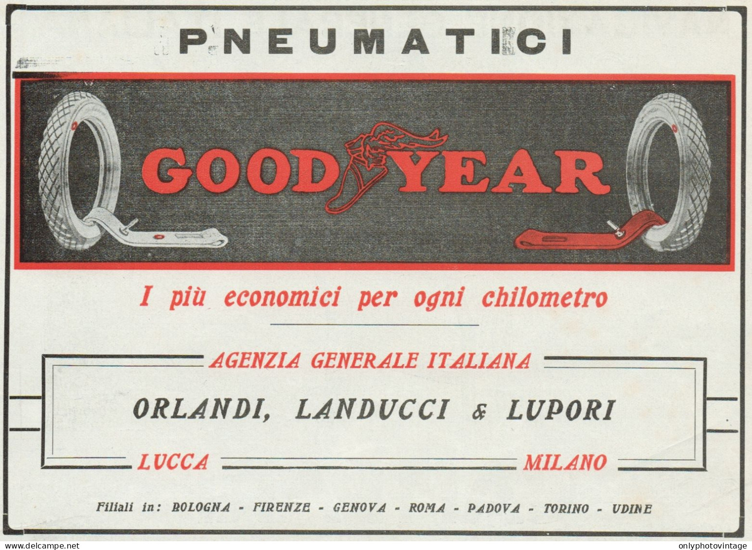 Pneumatici GOOD YEAR - Pubblicità D'epoca - 1924 Old Advertising - Publicités