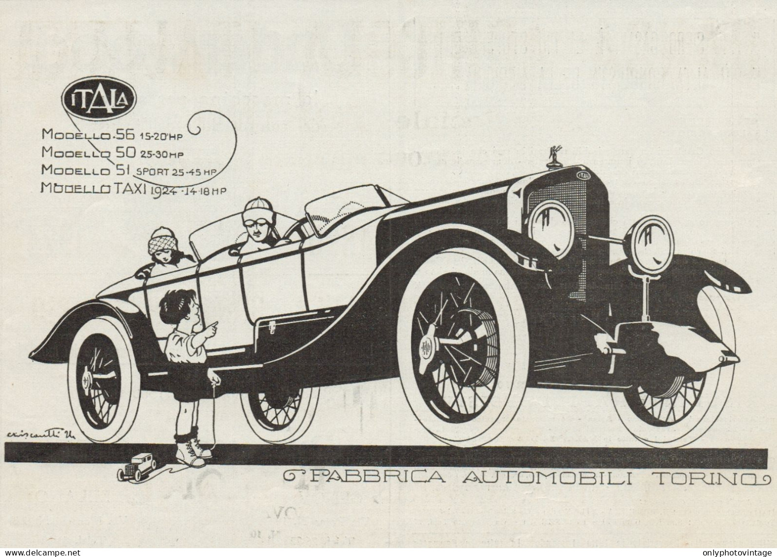 Automobili ITALA - Illustrazione - Pubblicità D'epoca - 1924 Old Advert - Werbung