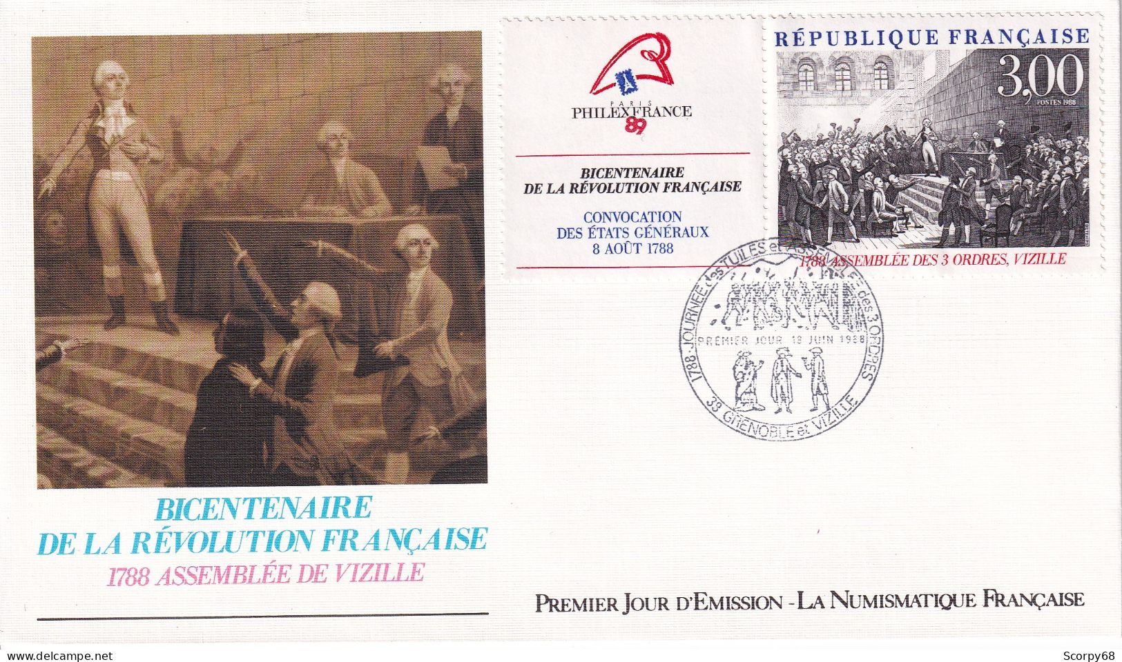 FDC 18/06/1988: Bicentenaire De La Révolution Française - PHILEXFRANCE 1989 - 2 FDC - Y&T N° 2538A - 1980-1989