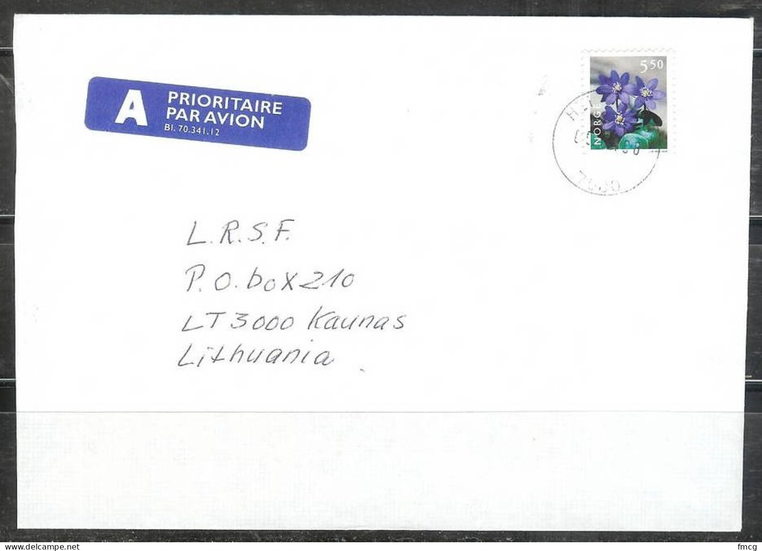 1998 5.50K Flower Hepatica On Cover To Lithuania - Brieven En Documenten