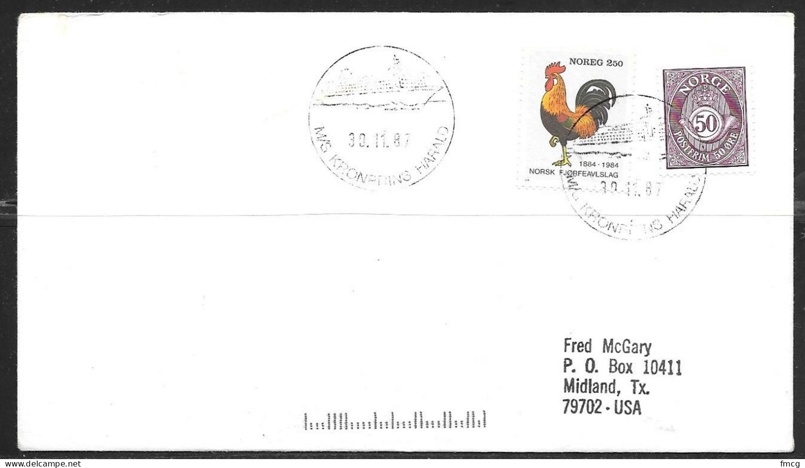 1987 Ship Cancel, M/S Kronpring Harald (30.11.87) - Covers & Documents