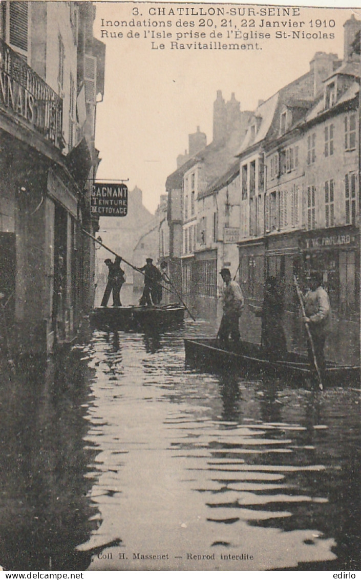 ***  21 ***    CHATILLON SUR SEINE  Inondations Des 20 / 23Janvier 1910 La Rue De L'Isle  Neuve TTB  - Chatillon Sur Seine