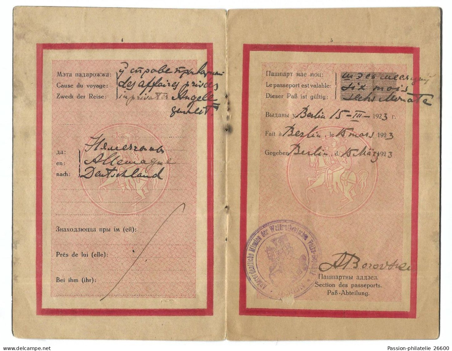 1923 White Ruthenian Belarus Passport - Historische Dokumente