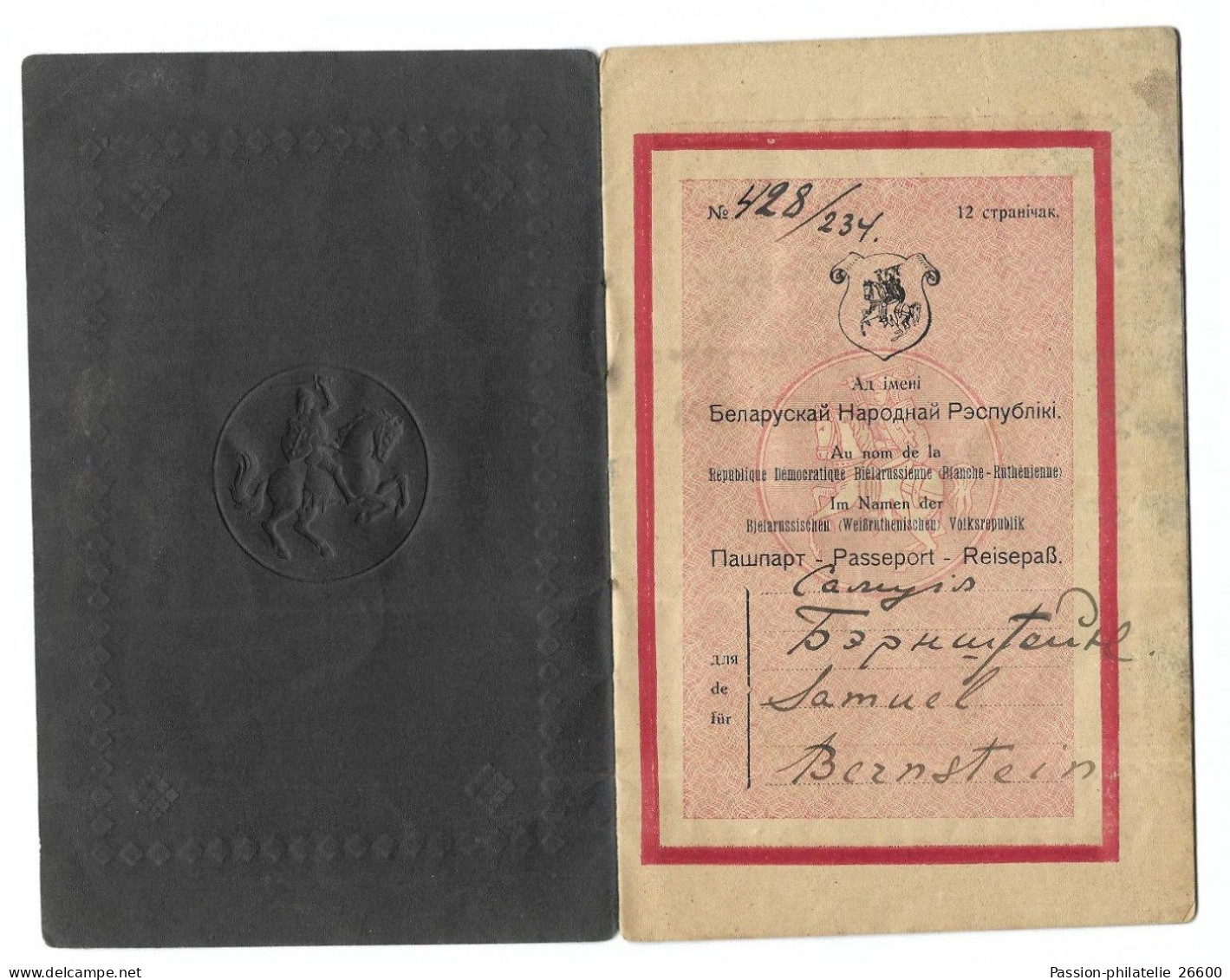 1923 White Ruthenian Belarus Passport - Historische Dokumente