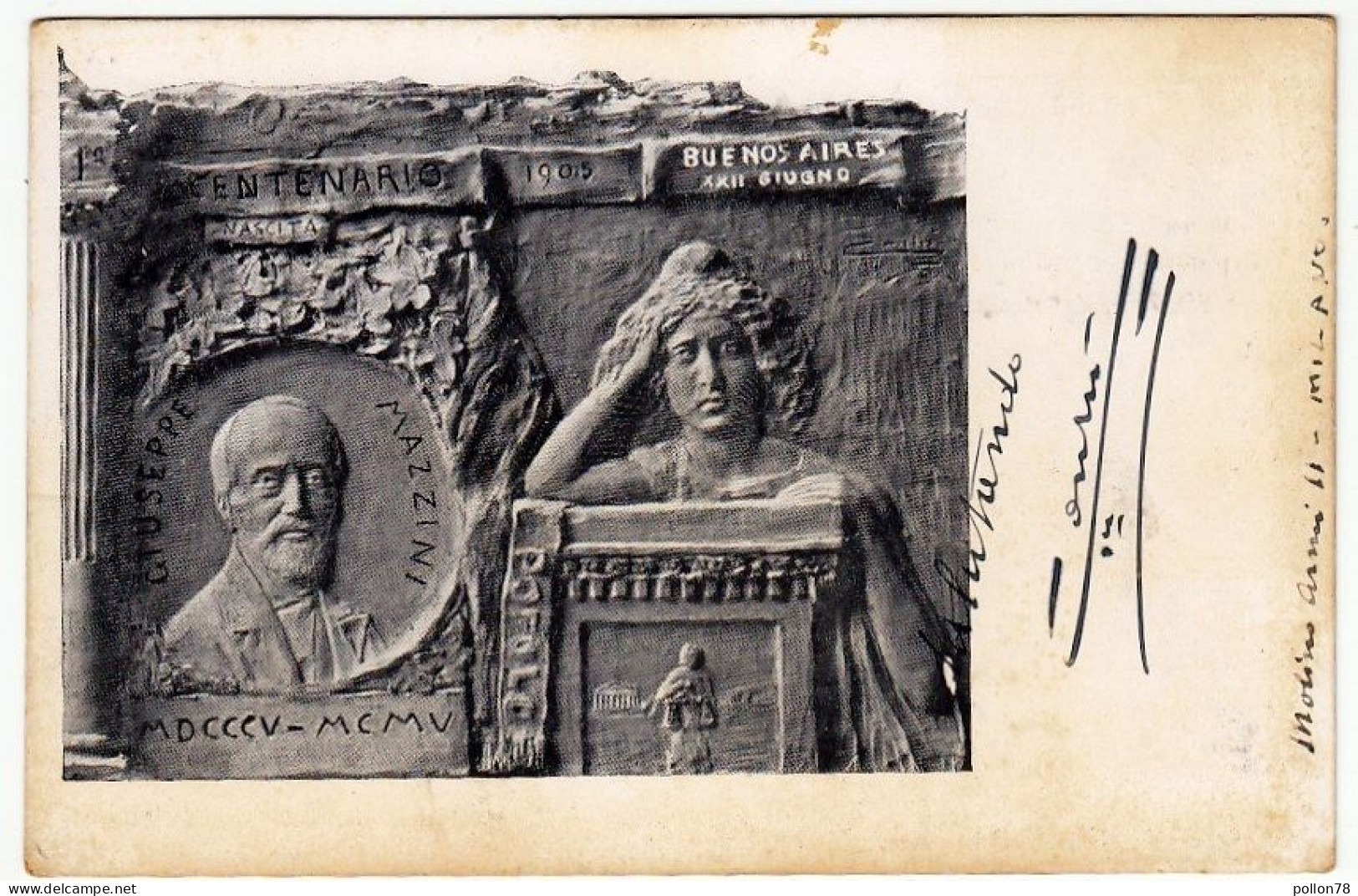 1° CENTENARIO NASCITA DI GIUSEPPE MAZZINI - 1905 - Vedi Retro - Formato Piccolo - Personaggi Storici
