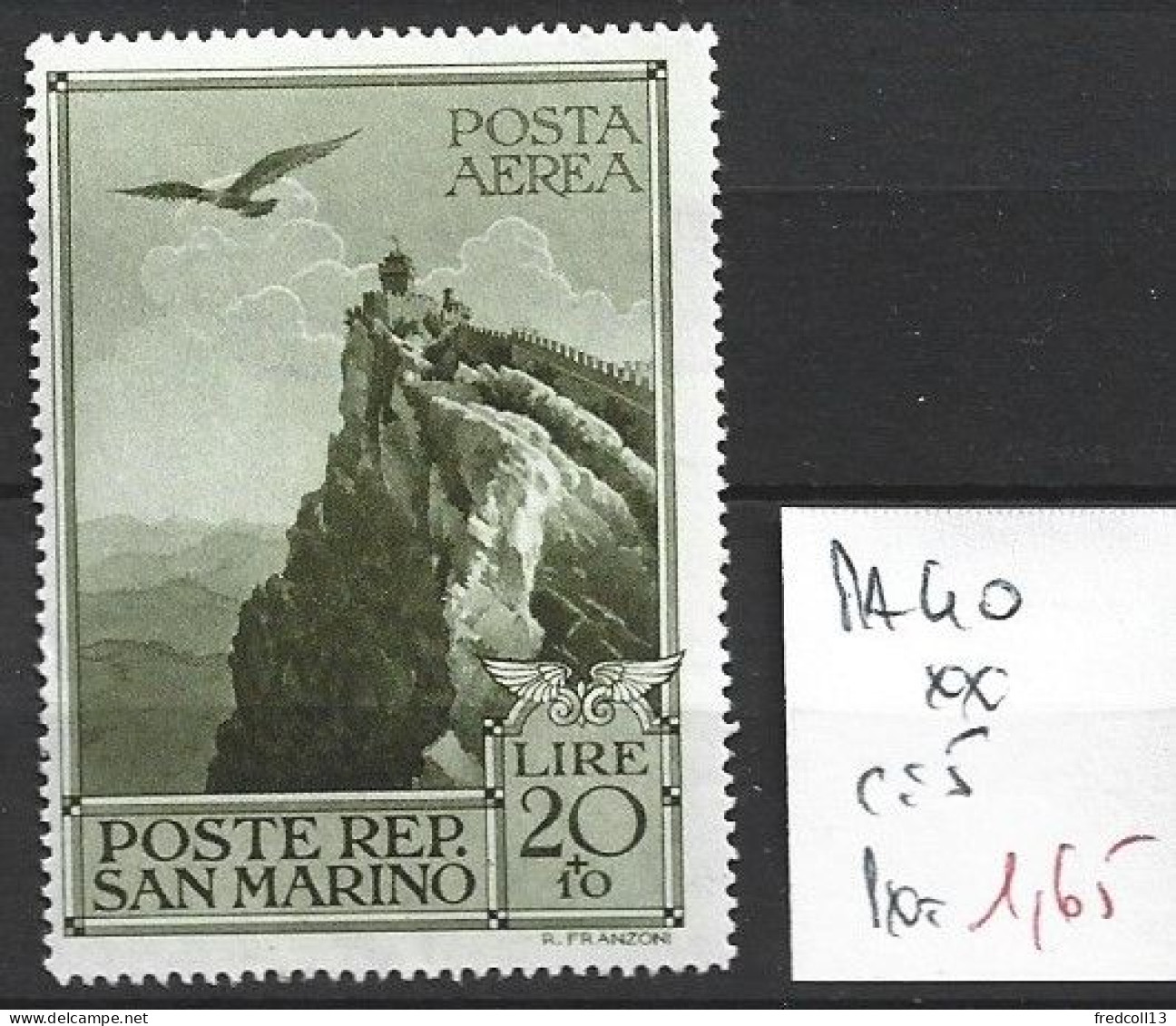 SAINT-MARIN PA 40 ** Côte 5 € - Poste Aérienne