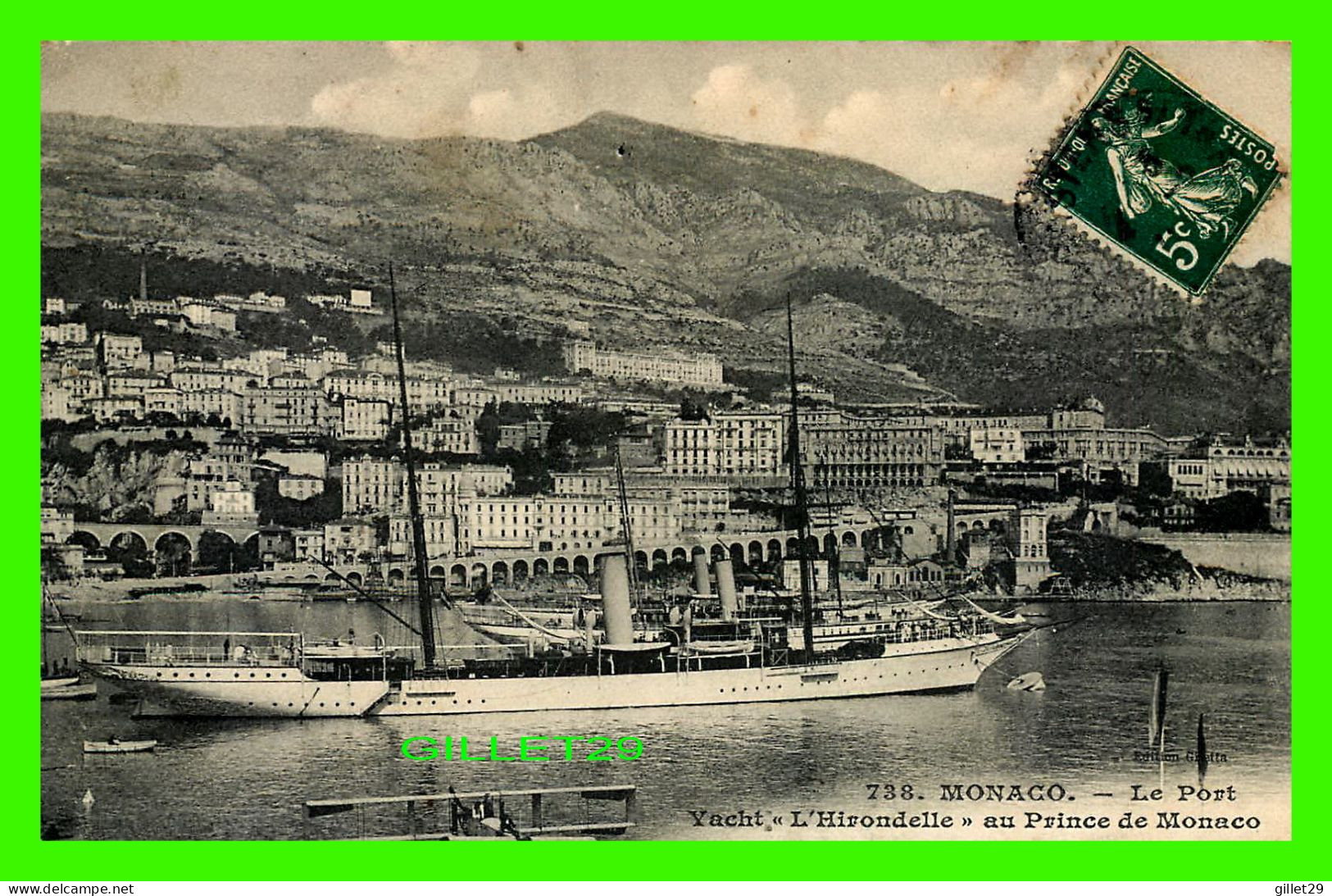 SHIP, BATEAU - YACHT " L'HIRONDELLE " AU PRINCE DE MONACO - MONACO, LE PORT - CIRCULÉE EN 1912 - GILETTA - - Other & Unclassified