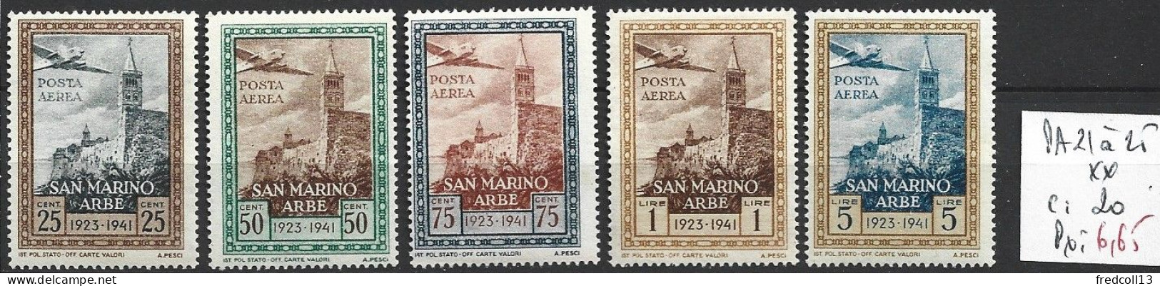 SAINT-MARIN PA 21 à 25 ** Côte 20 € - Posta Aerea