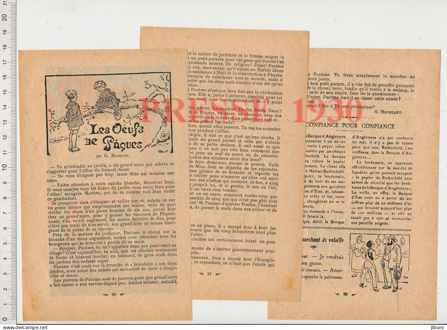 2 Vues Gravure 1930 Mois De Mars Prière à Dieu Temps Grêle Agriculture Cheval + Récit Oeufs De Pâques Enfants G Hocquart - Unclassified