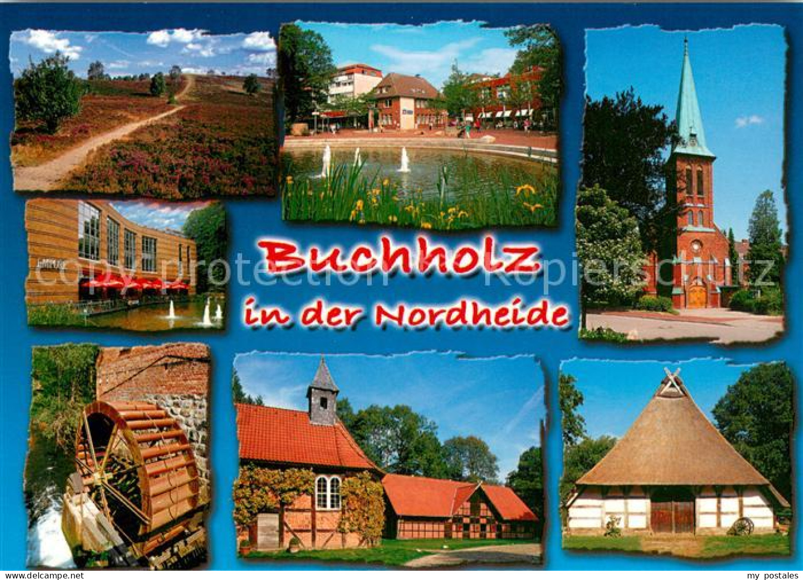 73671361 Buchholz Nordheide Heidelandschaft Teich Kirche Veranstaltungszentrum E - Buchholz