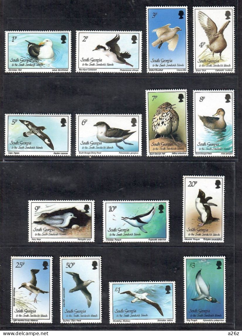 South Georgia 1987 Birds 15V MNH - South Georgia