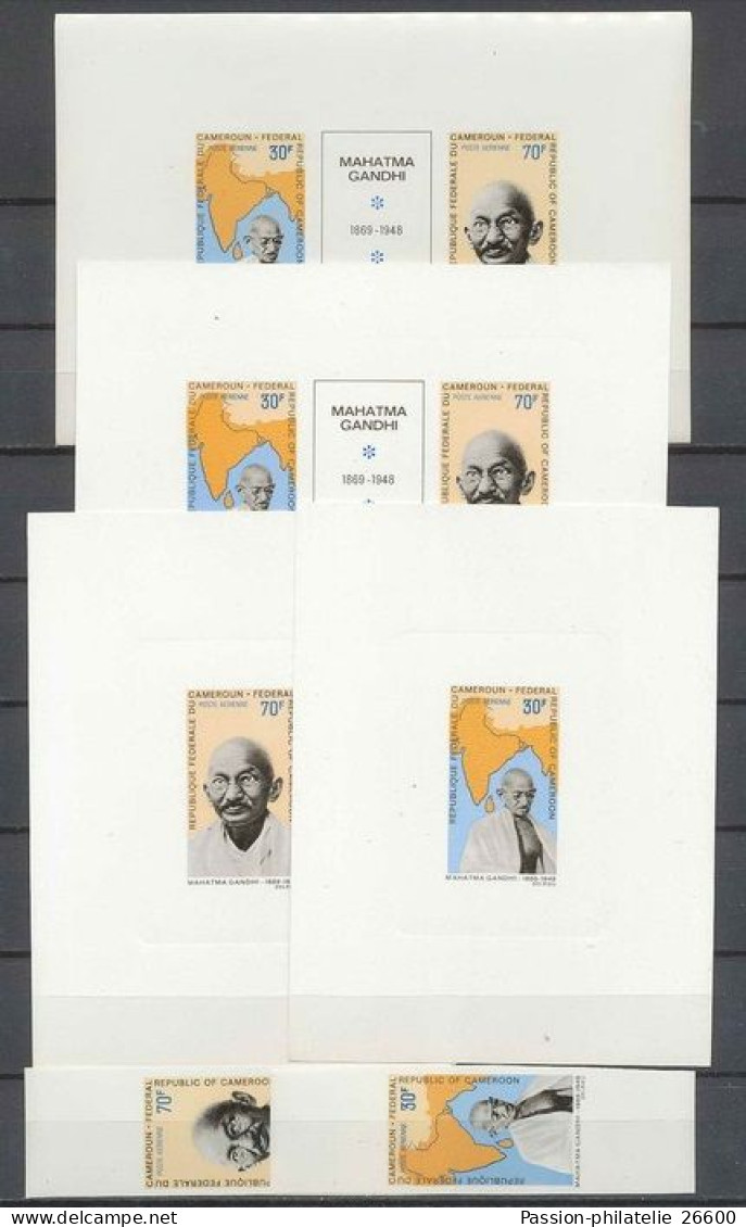 Epreuve De Luxe (deluxe Proof) CAMEROUN Gandhi + NON DENTELE ** (imperforate).bloc Gommé - Kamerun (1960-...)