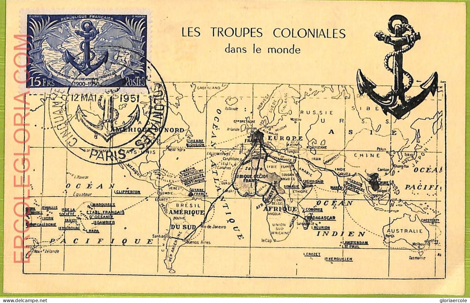 Ad3334 - FRANCE - Postal History - MAXIMUM CARD - 1951 - MAPS - Otros & Sin Clasificación