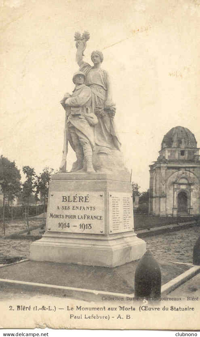 CPA -BLERE - MONUMENT AUX MORTS - Bléré