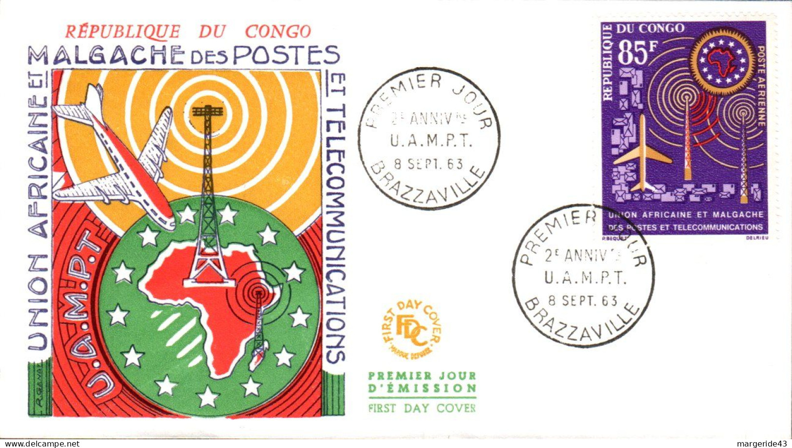 CONGO FDC 1963 U A M P T - FDC