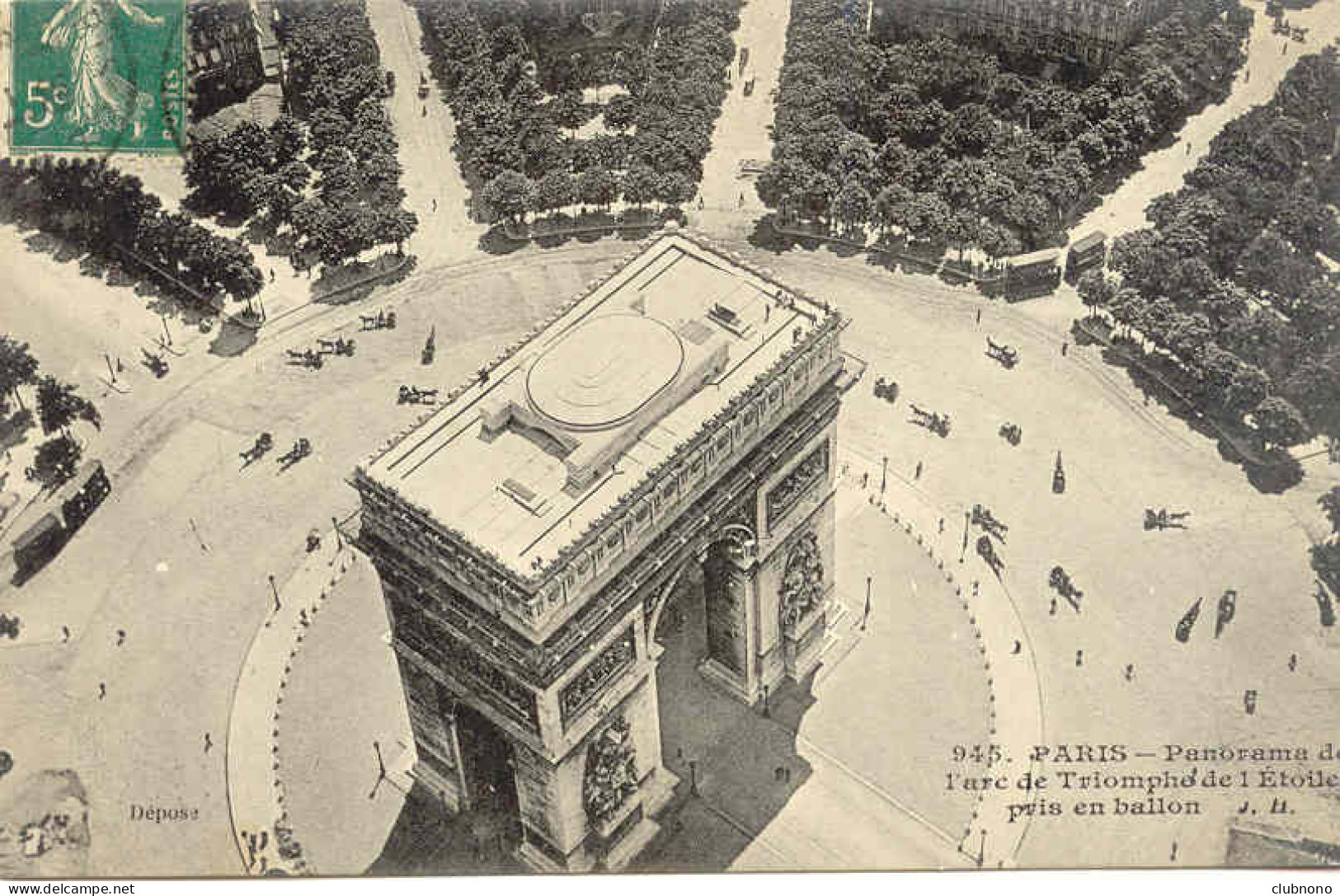 CPA - PARIS - ARC DE TRIOMPHE - PANORAMA PRIS EN BALLON - Triumphbogen