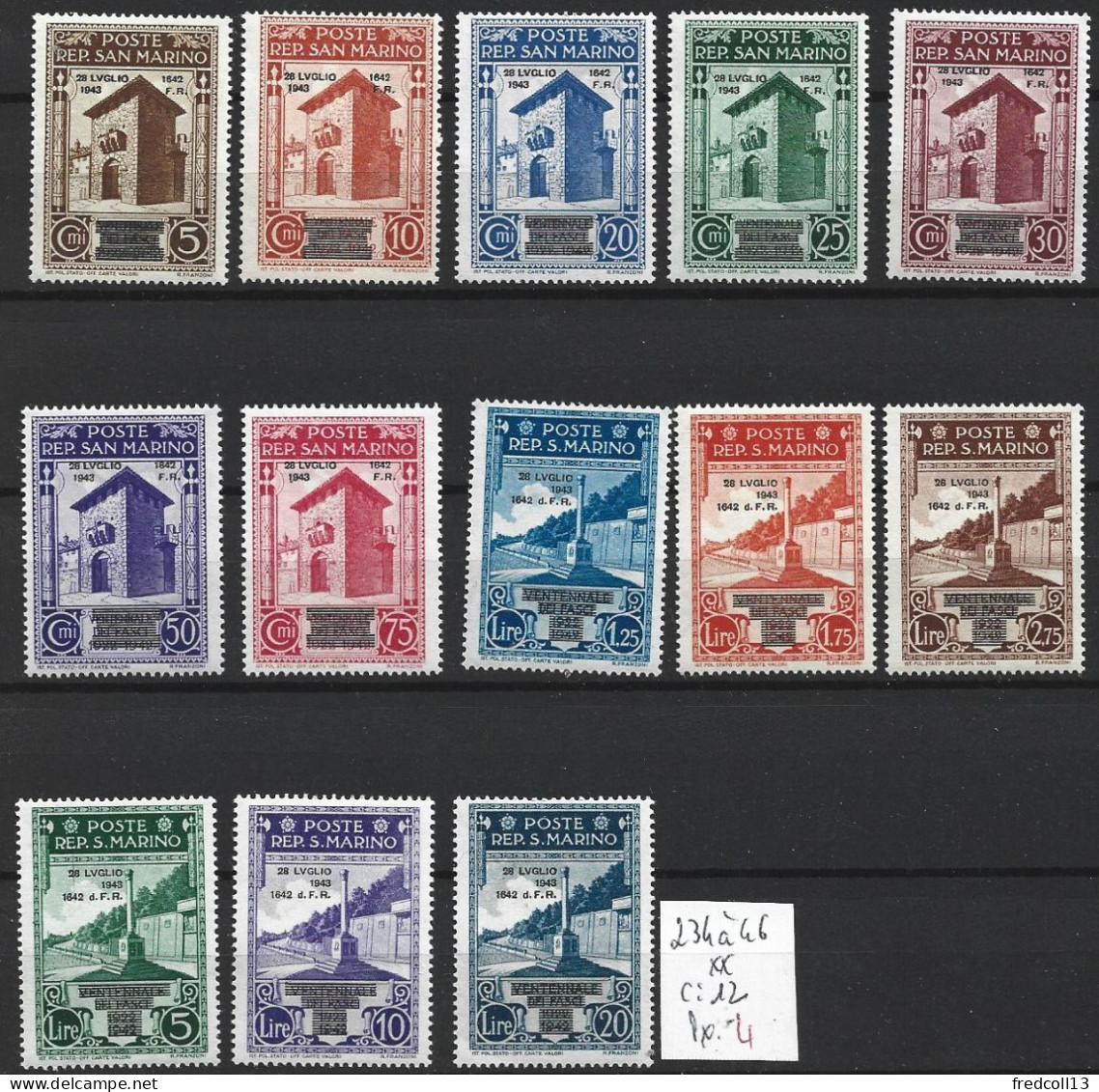 SAINT-MARIN 234 à 46 ** Côte 12 € - Unused Stamps