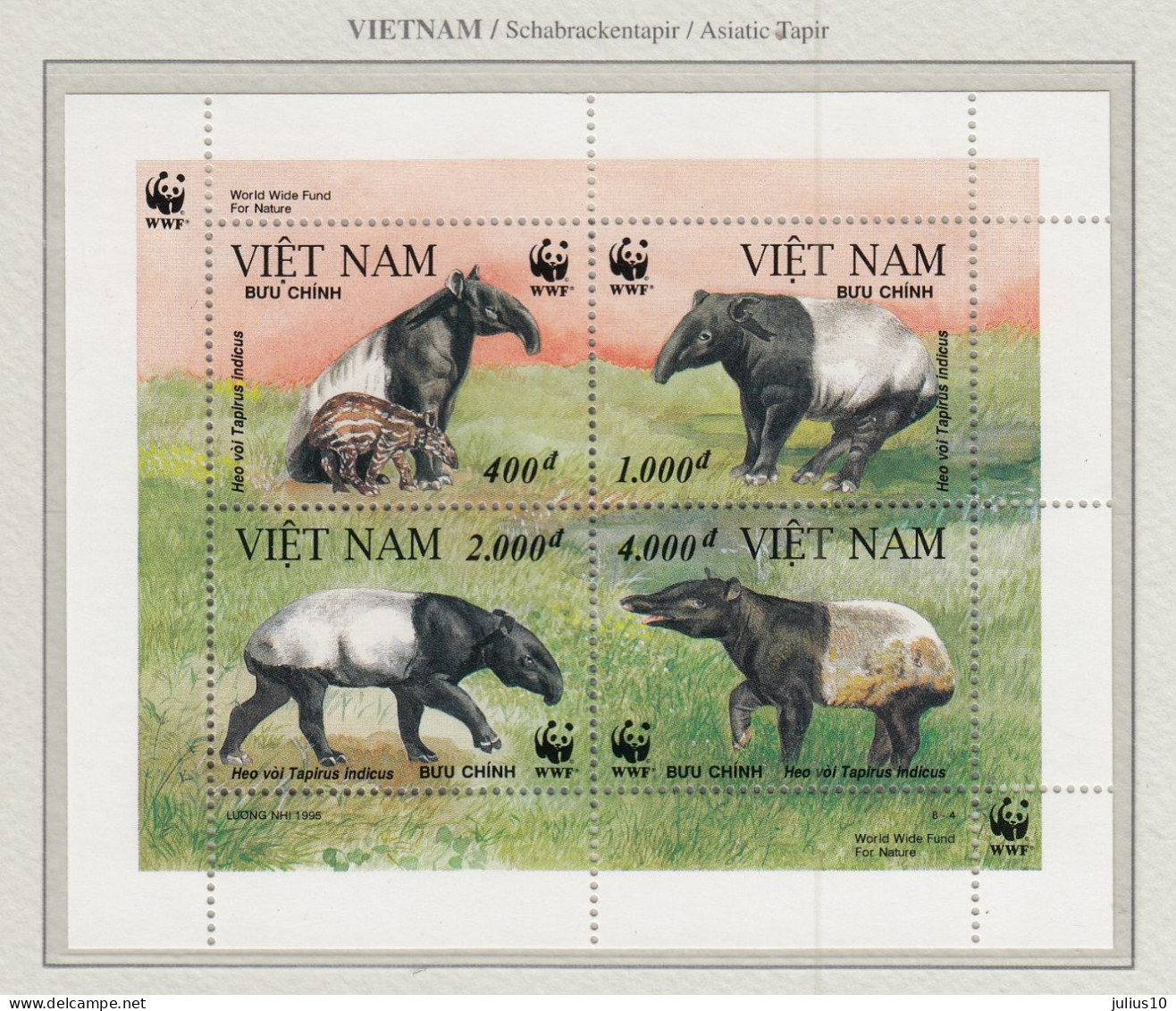 VIETNAM 1995 WWF Asiatic Tapir Mi 2685-2688 MNH(**) Fauna 531 - Nuevos