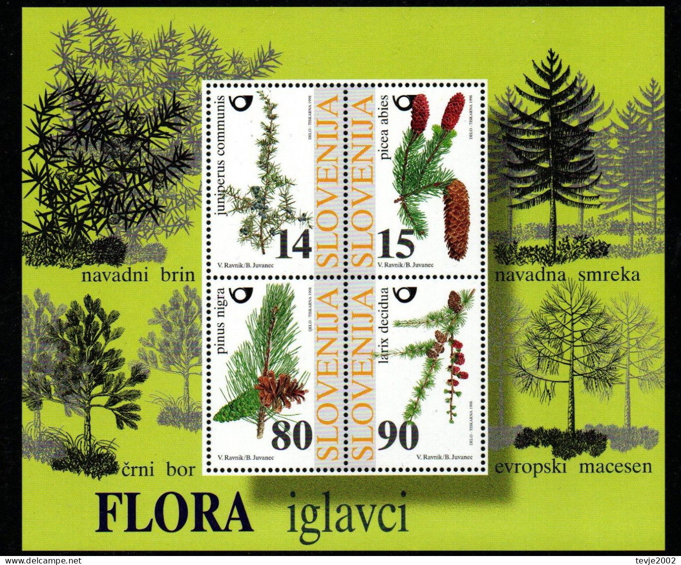 Slowenien Slovenija 1998 - Mi.Nr. Block 7 - Postfrisch MNH - Bäume Trees - Bäume