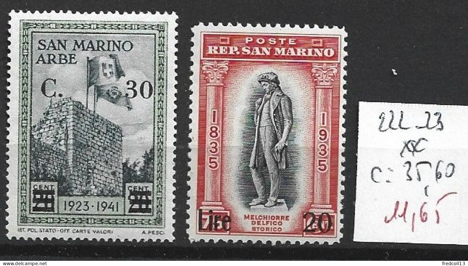 SAINT-MARIN 222-23 ** Côte 35.60 € - Unused Stamps