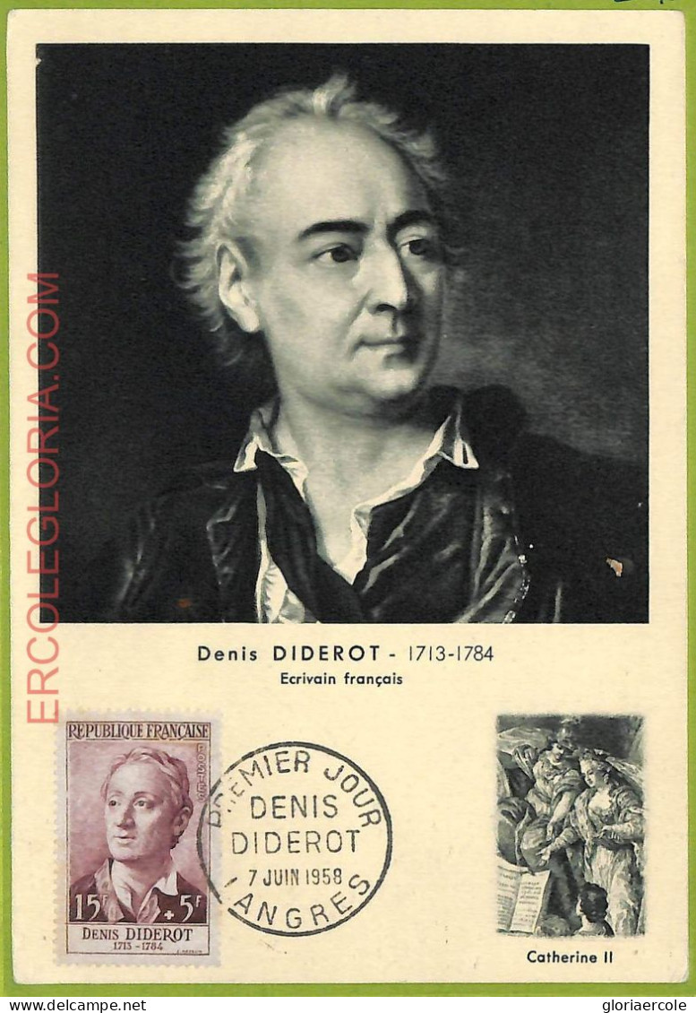 Ad3340 - FRANCE - Postal History - MAXIMUM CARD - 1958 - Dens Diderot - Altri & Non Classificati