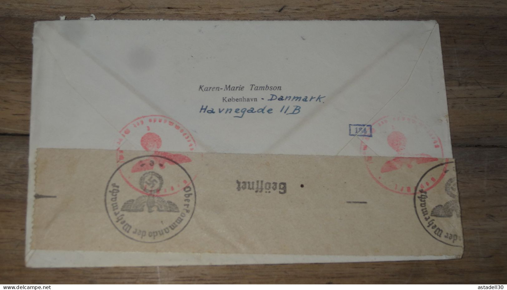 Enveloppe DANMARK, Censored, 1943  ............ Boite1 .............. 240424-250 - Briefe U. Dokumente