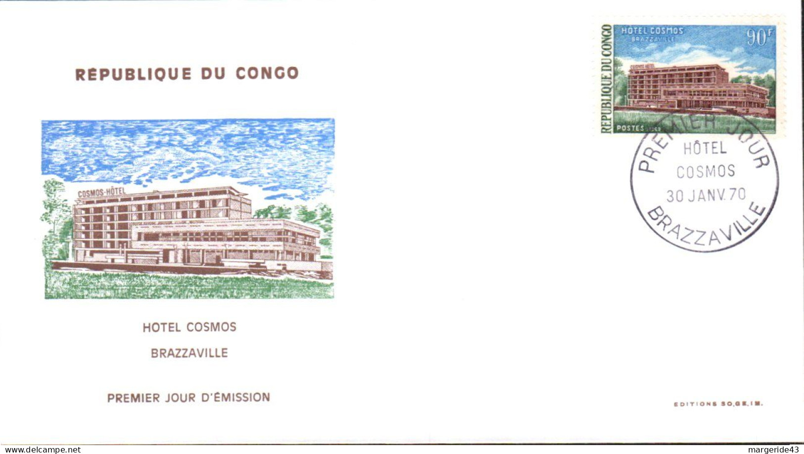 CONGO FDC 1970 HOTEL COSMOS - FDC