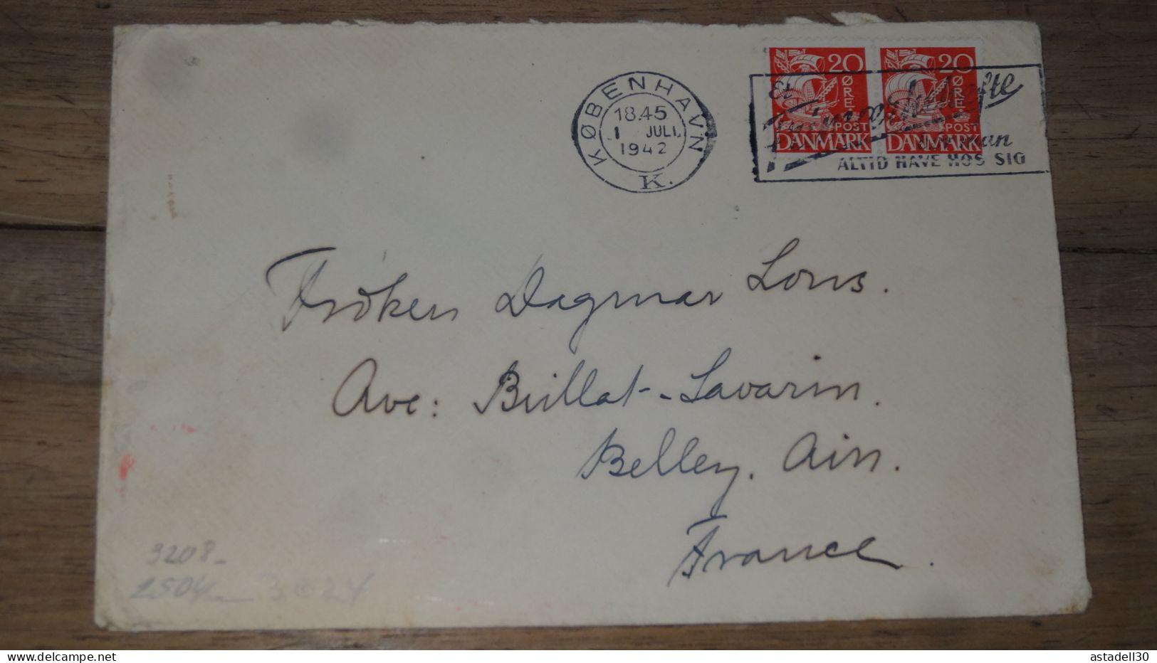 Enveloppe DANMARK, Censored, 1942  ............ Boite1 .............. 240424-252 - Briefe U. Dokumente