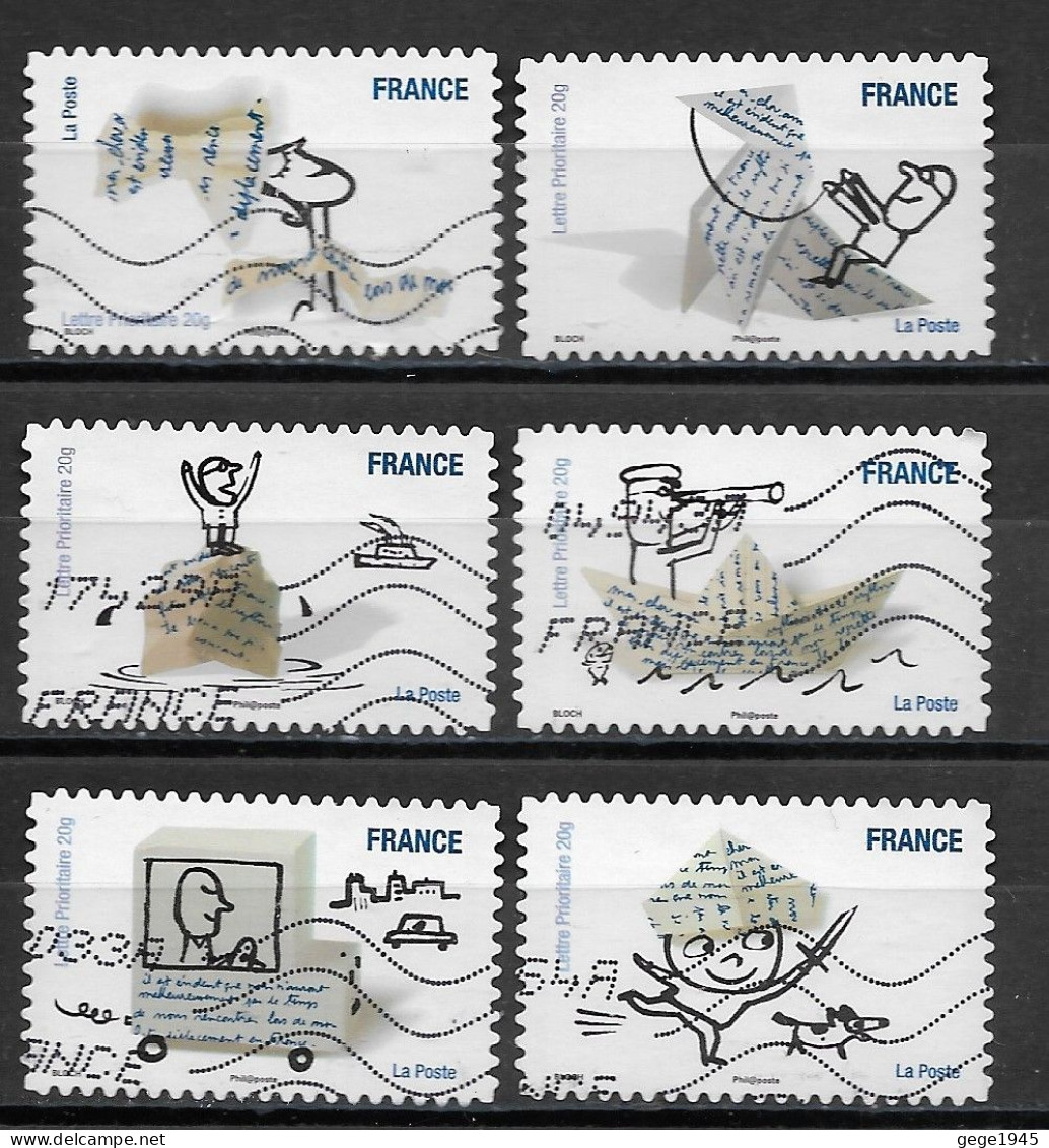 France 2010  Oblitéré  Autoadhésif  N° 474 - 475 - 476 - 478 - 480 - 482   -    Sourires Avec Personnages De Bloch - Used Stamps