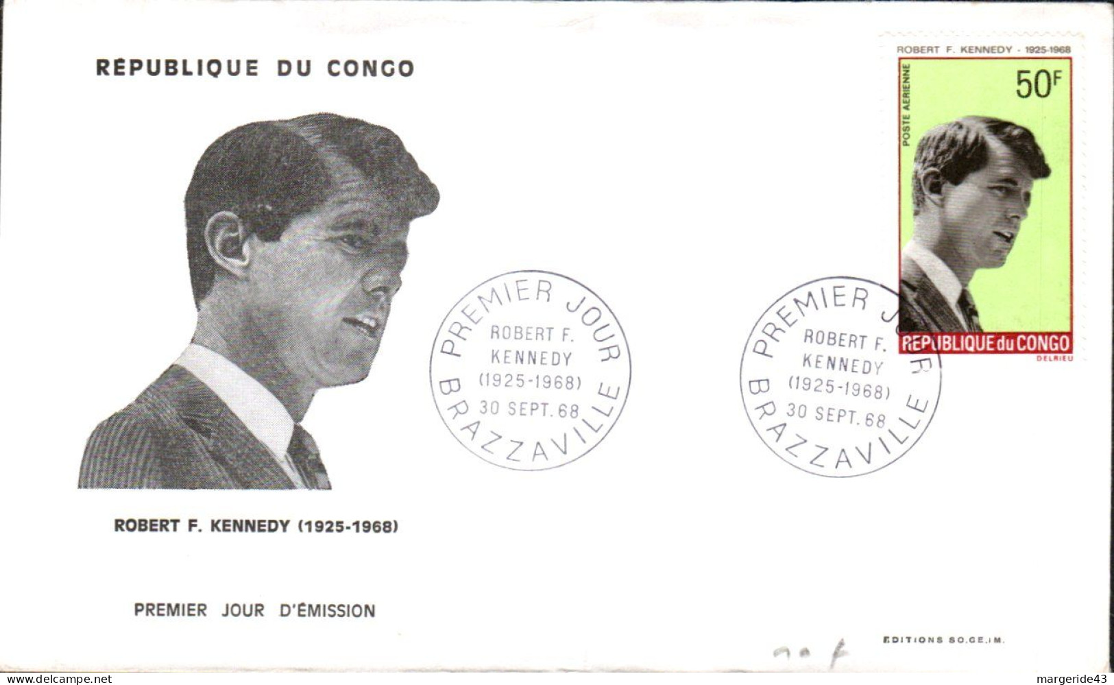 CONGO FDC 1969 ROBERT KENNEDY - FDC