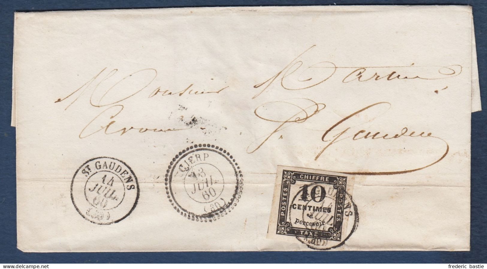 Haute Garonne - 10c Taxe N° 2 Sur Lettre De CIERP Pour St Gaudens - 1859-1959 Cartas & Documentos