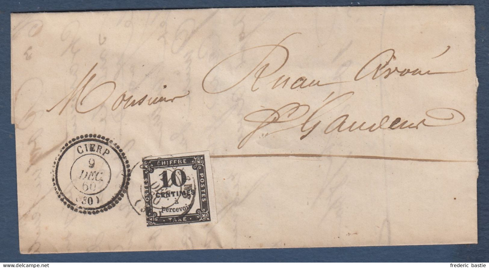 Haute Garonne - 10c Taxe N° 2 Sur Lettre De CIERP Pour St Gaudens - 1859-1959 Brieven & Documenten