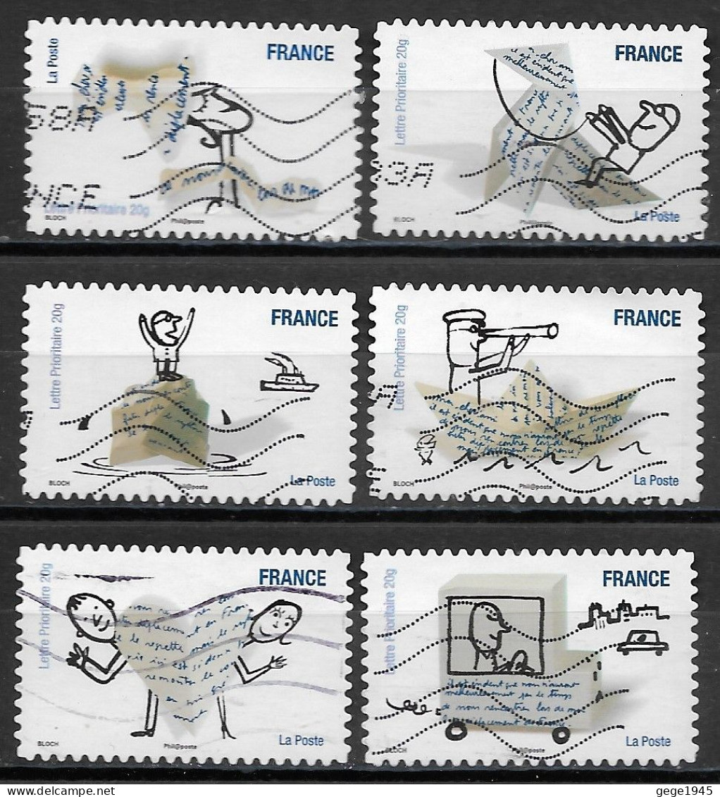 France 2010  Oblitéré  Autoadhésif  N° 474 - 475 - 476 - 478 - 479 - 480    -    Sourires Avec Personnages De Bloch - Used Stamps