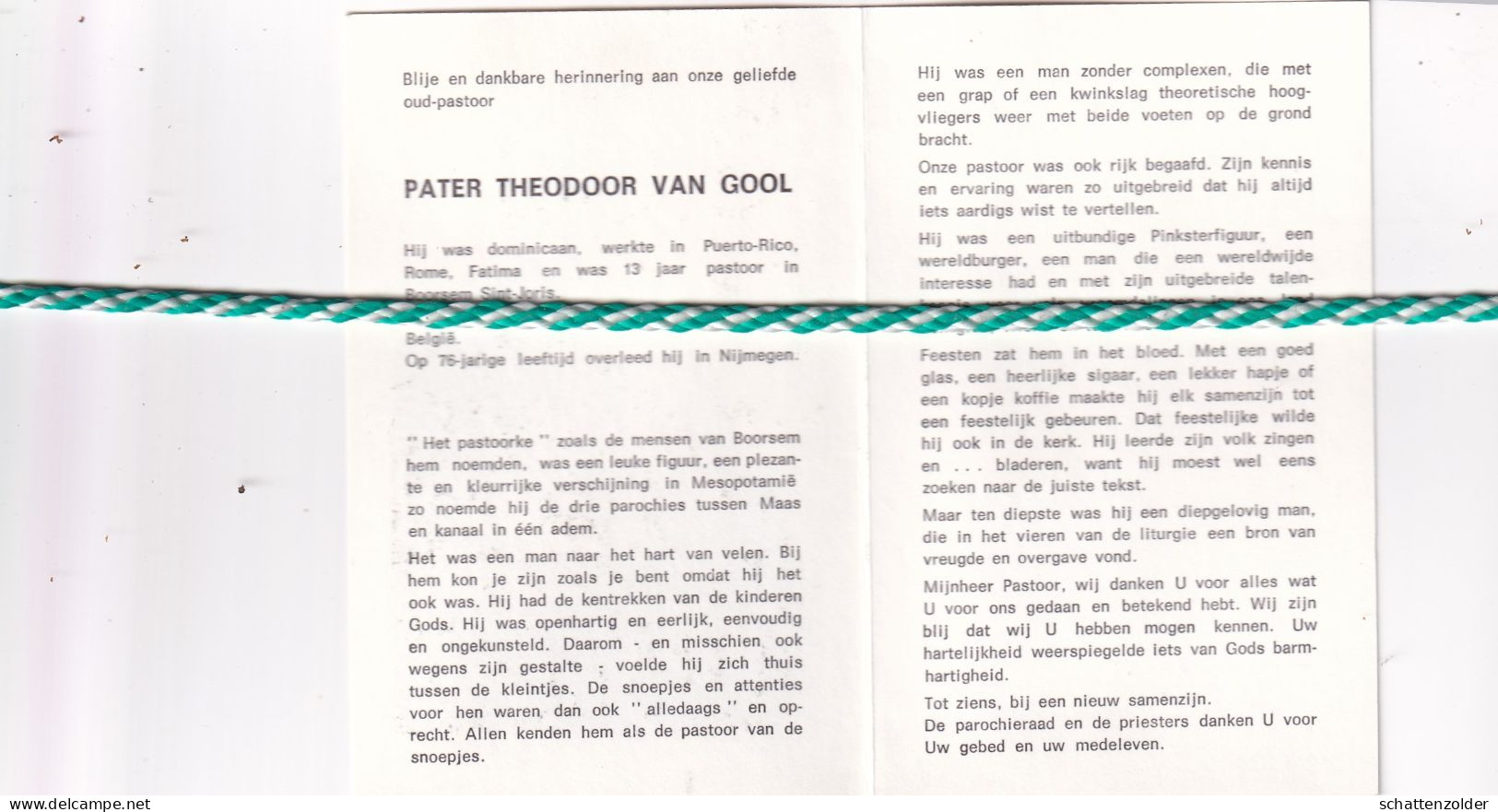 Pater Theodoor Van Gool, Pastoor In Boorsem, Sint-Joris, Zielzorger V.d. Oekraïners In België; Overleden 76jaar. Foto - Esquela