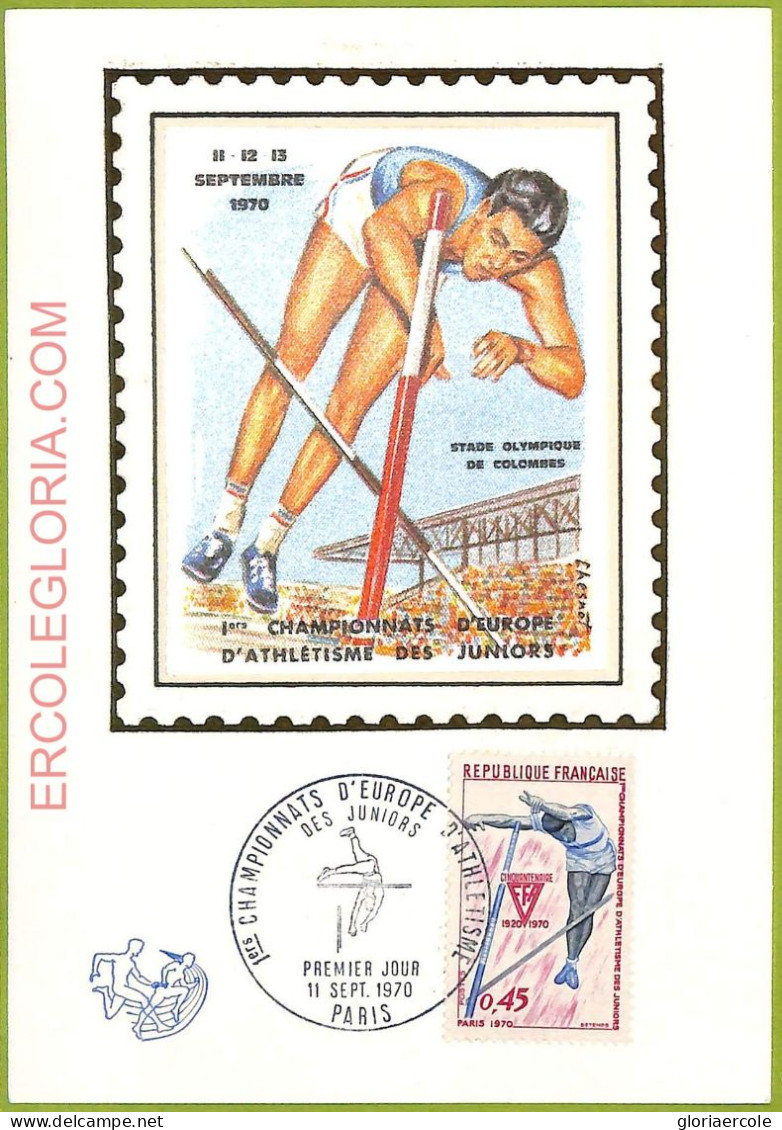 Ad3345 - FRANCE - Postal History - MAXIMUM CARD - 1970 - Sport,Champions In Athl - 1970-1979