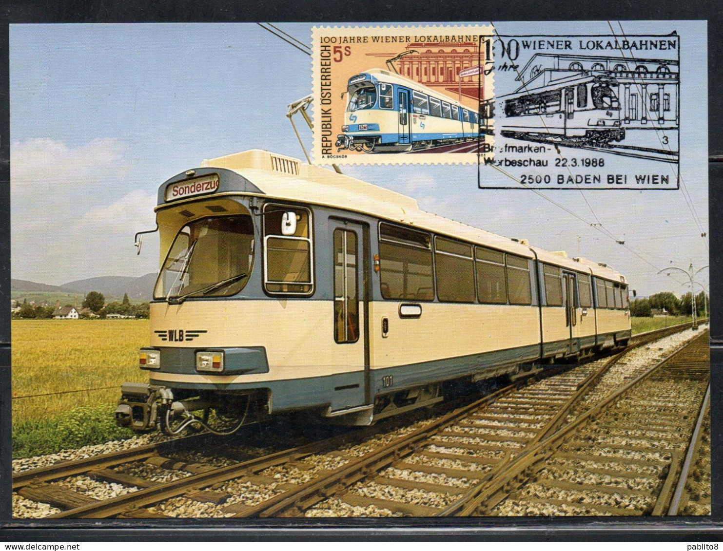 AUSTRIA ÖSTERREICH 1988 MUHIKREIS RAILWAY CENTENARY ELECTRIC TRAIN JOSEPSPLATZ VIENNA LOCAL  5s CARTE MAXIMUM MAXI CARD - Cartes-Maximum (CM)