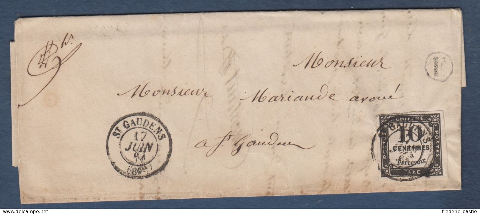 Haute Garonne - 10c Taxe N° 2 Sur Lettre De St Gaudens + F De BLAJAN - 1859-1959 Briefe & Dokumente