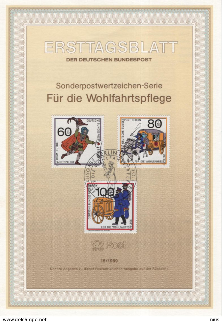 Germany Deutschland 1989-15 Wohlfahrtsmarken, Fur Die Wohlfahrtspflege, Postman Post Horse Horses, Canceled In Berlin - 1991-2000