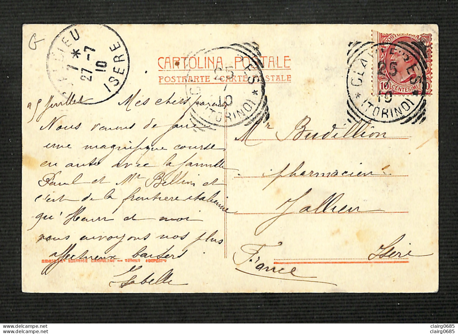 ITALIE - CLAVIERES - Visita Doganale - 1910 - RARE - Other & Unclassified