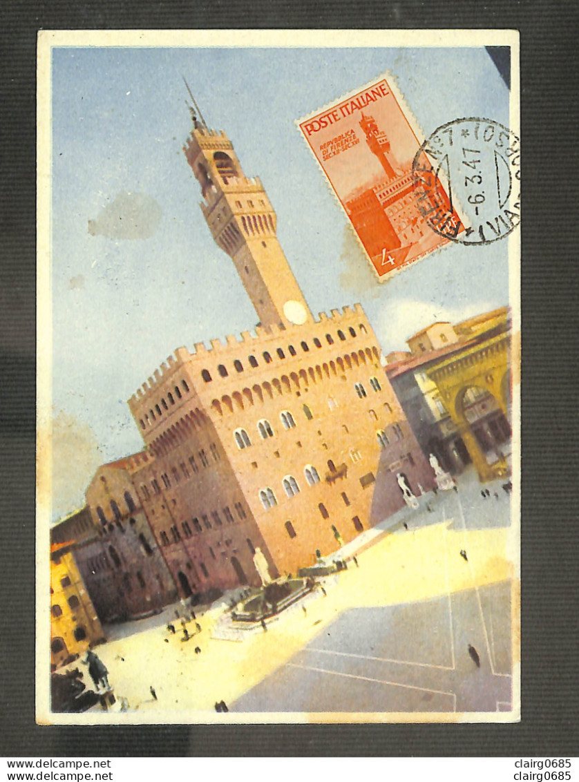 ITALIE - ITALIANA - Carte MAXIMUM 1947 - FIRENZE - Palazzo Vecchio - Cartes-Maximum (CM)