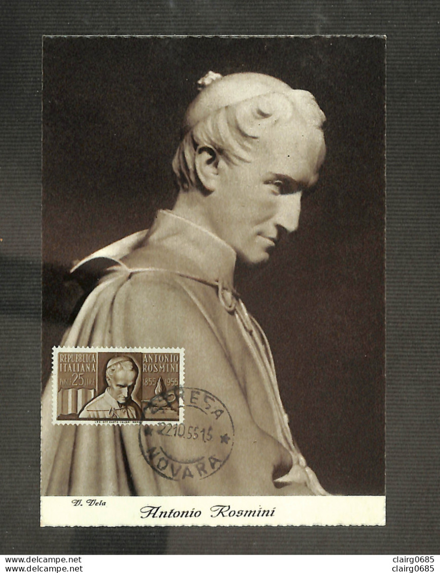 ITALIE - ITALIANA - Carte MAXIMUM 1955 - Antonio ROSMINI - Cartoline Maximum