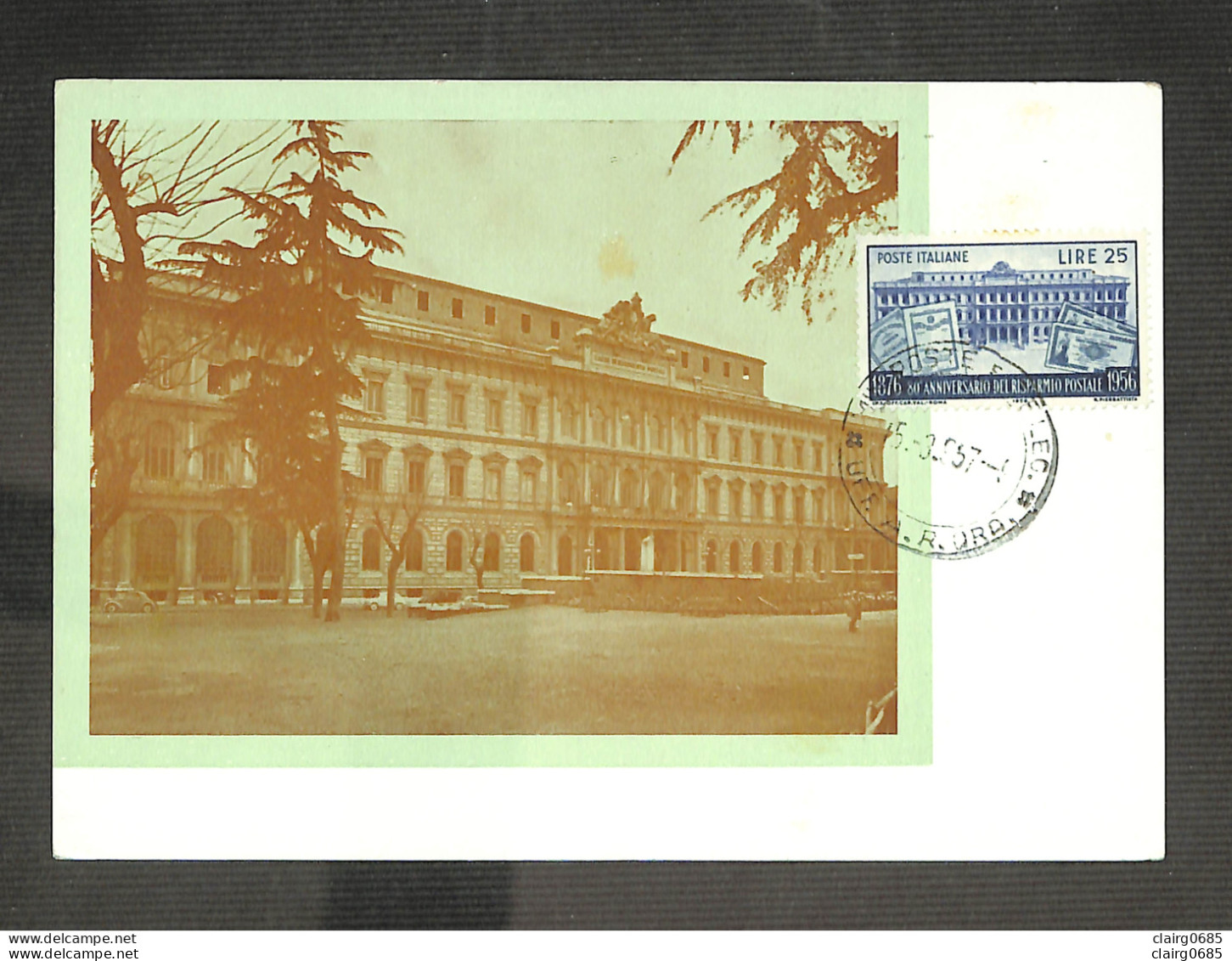 ITALIE - ITALIANA - Carte MAXIMUM 1957 - ROMA - Palazzo Delle Casse Di Risparmio Postali - Cartoline Maximum