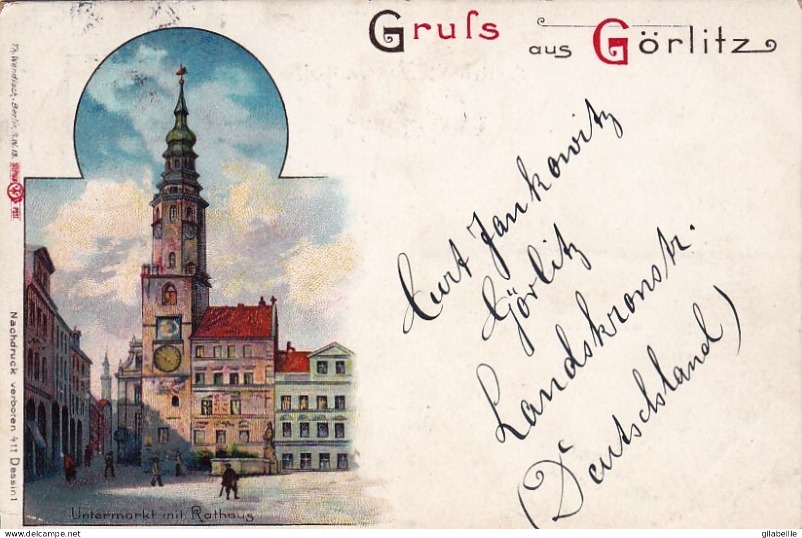 Gruss Aus GORLITZ - Untermarkt Mit Rathaus - Litho 1900 - Görlitz
