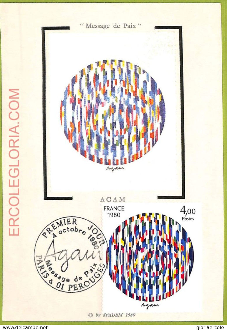 Ad3347 - FRANCE - Postal History - MAXIMUM CARD - 1980 "Message De Paix" - 1980-1989