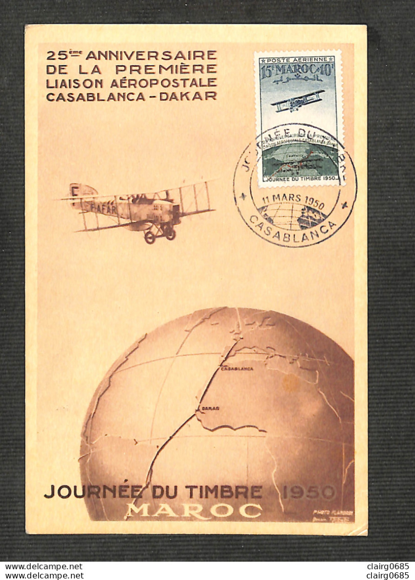 MAROC - Carte MAXIMUM 1950 - 25è Anniversaire De La Première Liaison Aéropostale CASABLANCA-DAKAR - Other & Unclassified