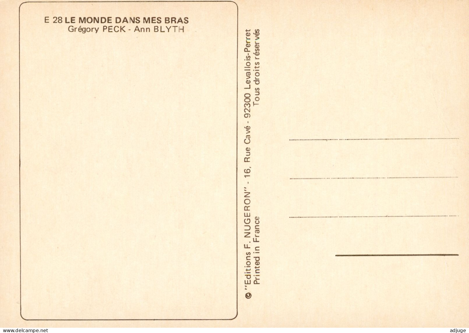 CPM* Fim "Le Monde Dans Mes Bras" De Raoul Walch Avec Gréory PECK, Ann BLYTH, Anthony QUINN  Affiche Vintage Universal - Posters On Cards