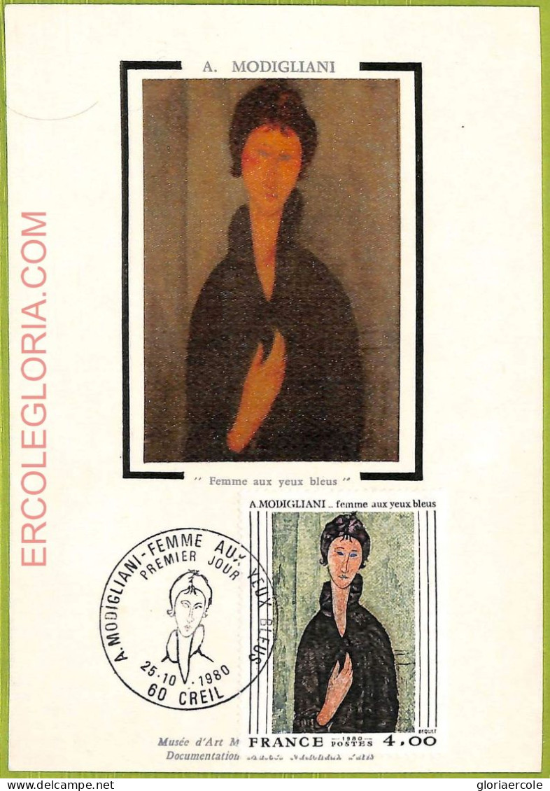 Ad3349 - FRANCE - Postal History - MAXIMUM CARD - 1980  - A.Modigliani ART - 1980-1989